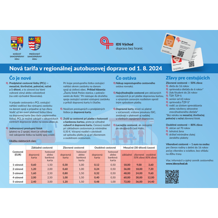Oznam - Nová zónová tarifa v prímestskej autobusovej doprave od 1.8.2024 .  Viac sa dočítate v prílohe.